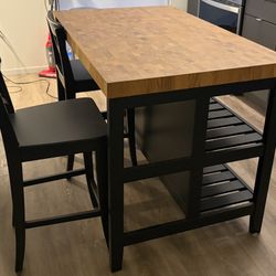 IKEA VADHOLMA Kitchen Island + 2 ROSENTORP Bar Stools (Set)