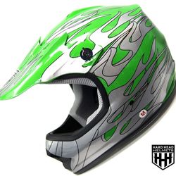 TCMT Green Flame Youth Kids DOT Motocross Off-Road Helmet, L