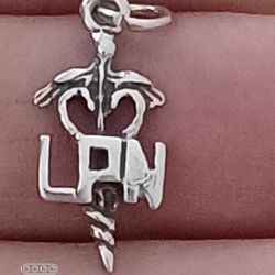 Vtg.Sterling Silver " LPN" NURSE PENDANT OR CHARM