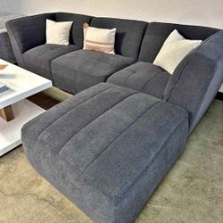 Sectional Sofa Grey Chenille Cloud Seating Dark Grey NEW