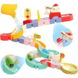 Bath Toys for Kids Ages 4-8 Bath Toys City Car Slide Fun DIY Kit Bathtub Shower Time Birthday Gifts for Kids 3 4 5 6 7 Year Old Boys Girls (38 PCS)