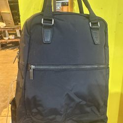 Minimalist Black Nylon Convertible Backpack Tote