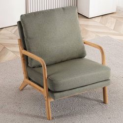 Mid Century Modern Accent Chairs for Living Room, 23” Wide Comfy Chair for Bedroom, Small Cozy Linen