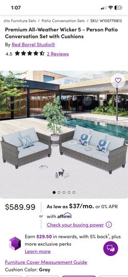 Premium All-Weather Wicker 5 - Person Patio Conversation Set with Cushions