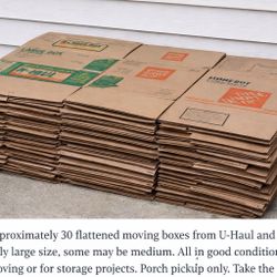 FREE Moving Boxes – Flattened (U-Haul & Home Depot)