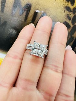 14k White Gold Wedding Set LAB Diamond