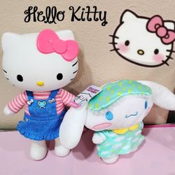 Hello Kitty Vinyl Doll Great Condition 13 Inches Tall  And Brand New With Tags Cinnimon Roll Plush  $25 Takes Both Together As A Set