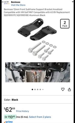 Bevinsee Front Subframe Support Bracket Kit for VW Golf MK7 / Audi A3 8V