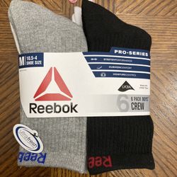 NWT Reebok Boys Crew Socks 6 pairs 