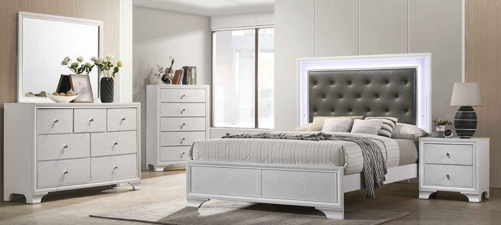 LED Headboard Bedroom Set