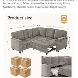 Sectional Sleeper Sofa Couch 