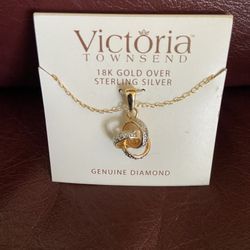 Victoria Townsend Gold Plated Sterling Diamond Accent Love Knot Necklace