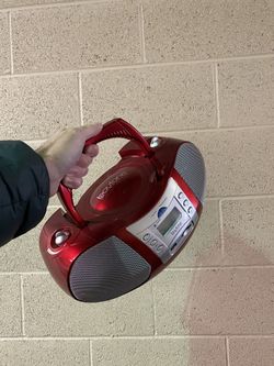 Red stereo speaker system boom box CD player radio