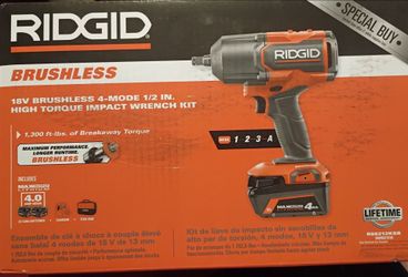 Ridgid 18v Impact Wrench kit 1/2in
