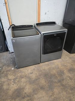 maytag cabrio stainless steel heavy duty large capacity washer and dryer.