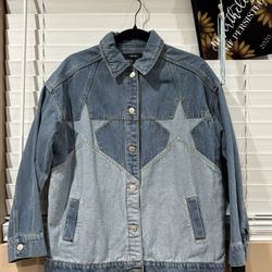 XS oversized Jean Jacket With Stars Design 