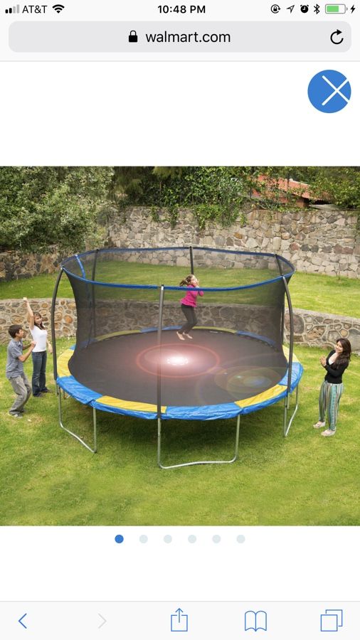 Bounce Pro 14-Foot Trampoline, with Safety Enclosure and Flash Light Zone, Blue/Yellow