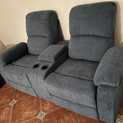 New Reclining Royal Blue Sofa And Love Seat