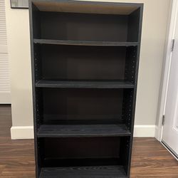 Black Wooden Bookshelf – Adjustable Shelves