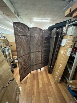 Dark Brown Woven Room Divider Screen