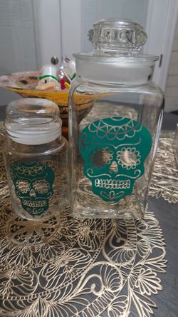Sugar Skull glass jars