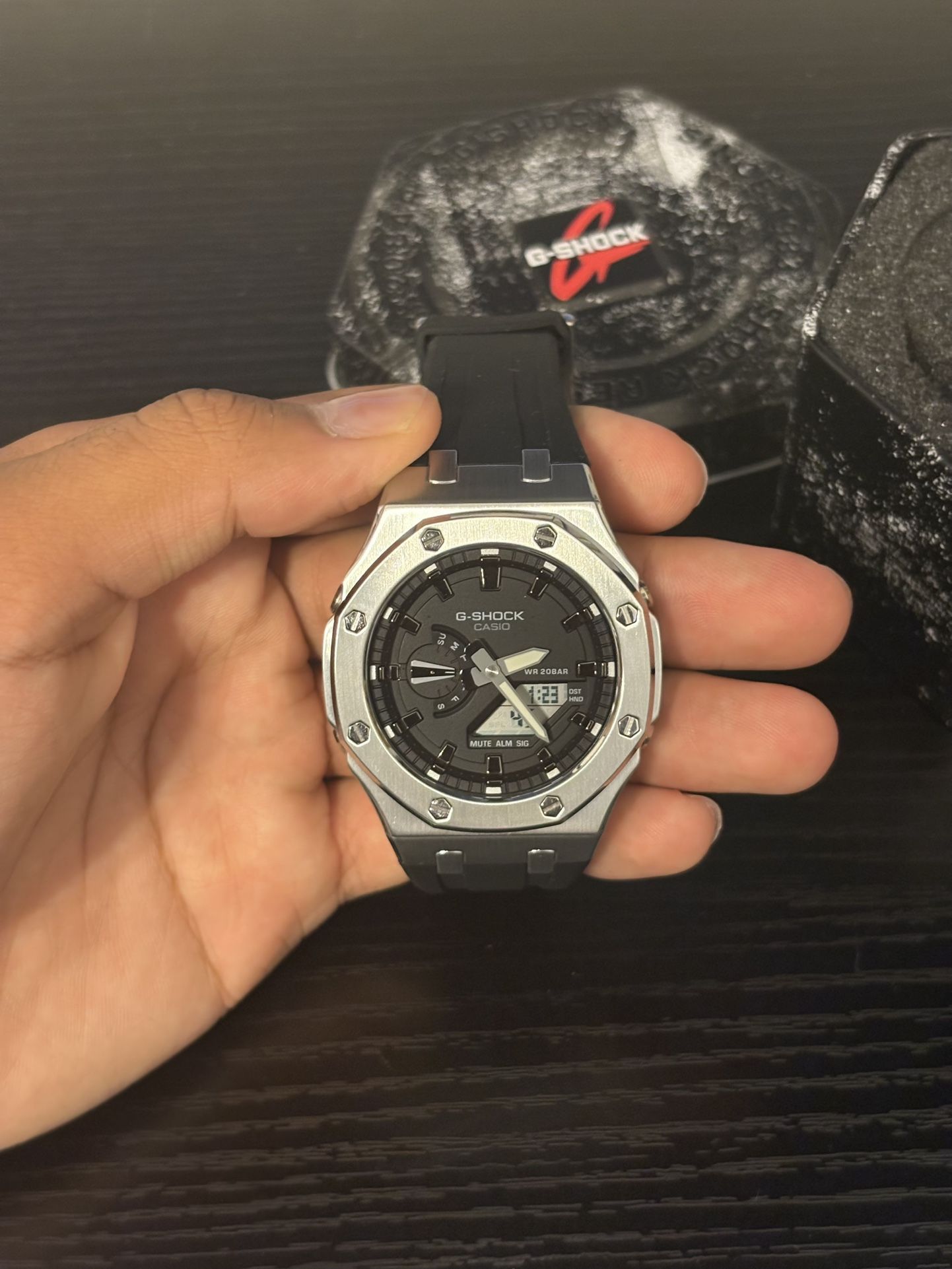 Casio G-Shock Rubber steel (Silver-Black)