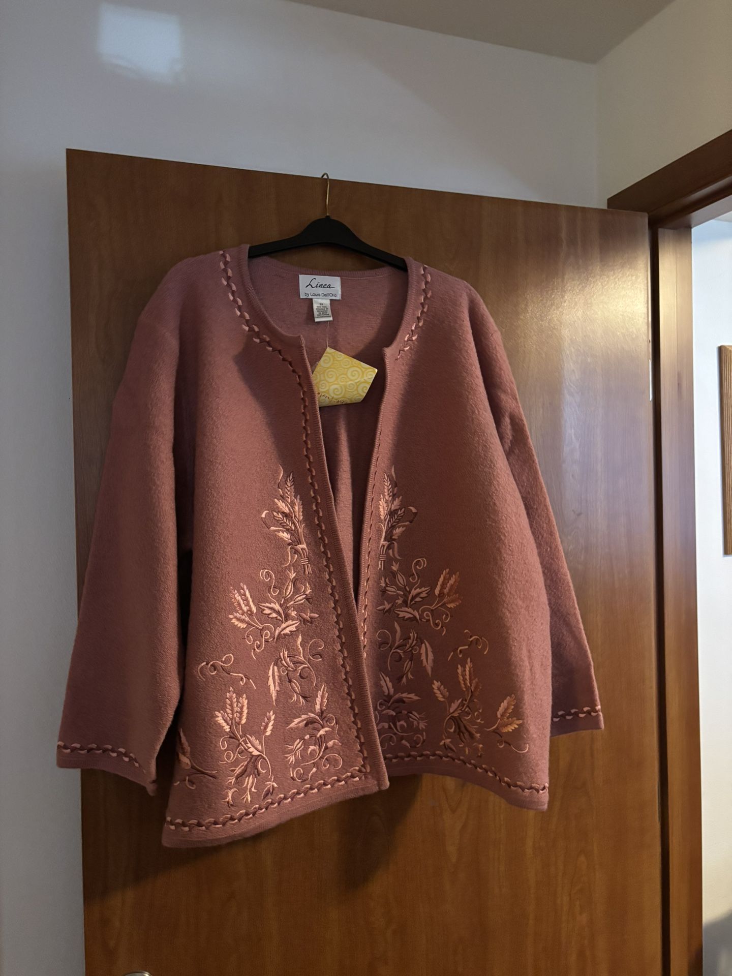 Vintage Linea By Louis Dell’Olio Long Sleeve Embroidered Cardigan Sweater 3XL