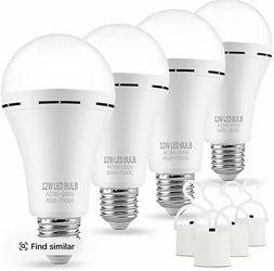 4 Pack 12W LED Rechargeable Emergency Light Bulbs and Accessories