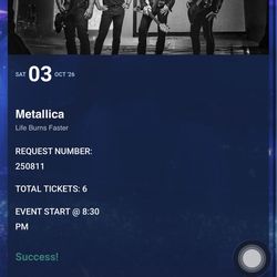 Metallica Tickets for October 3rd
