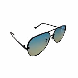 Classic Aviator Sunglasses – Black Metal Frame | Blue Yellow Gradient UV400