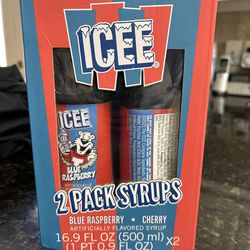 New In Box icee Syrups Two Pack Cherry And Blue Raspberry For Icees At Home Snow Cones