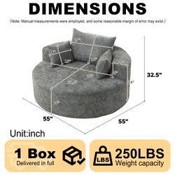 55'L Chenille Sponge single sofa,No Assembly Required,Fluffy Modern Sleeper Chair for Living room, Bedroom, Lounge and Projection Room(Not a swivel ch