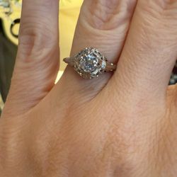 18K Gold Natural Old European Cut Diamond Estate Ring 