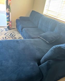 Blue well taken care of L shape couch