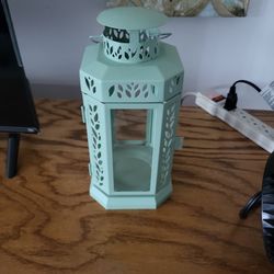 Ikea Enrum Seafoam Green Metal Lantern For Pillar Candle Indoor/Outdoor 11"x5"