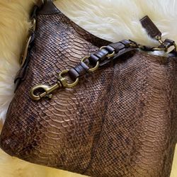 Coach Leather Embossed Snakeskin Handbag