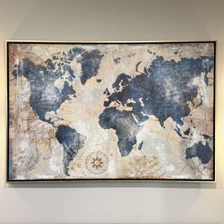 Framed World Map Canvas Print
