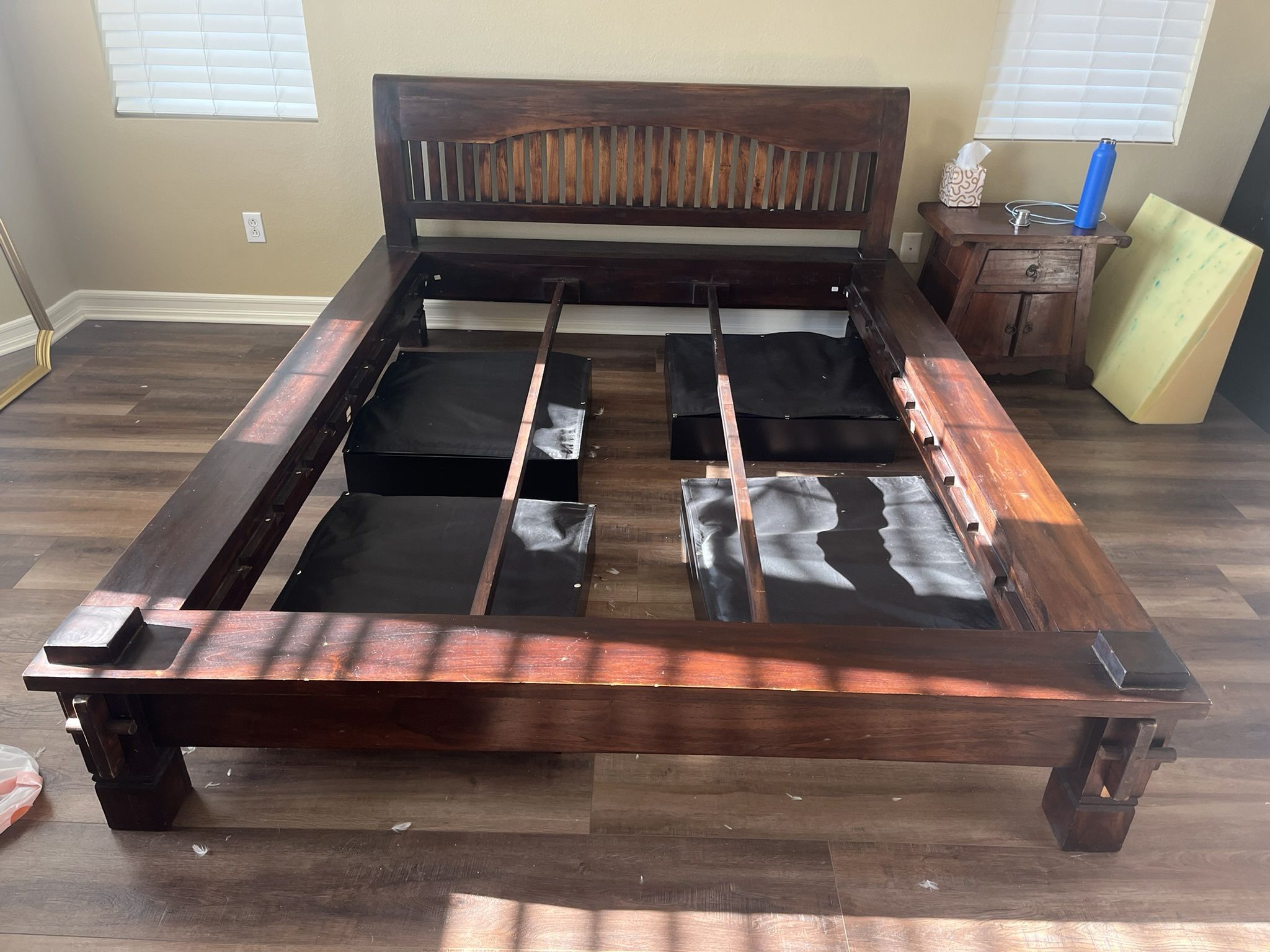 Solid Wood Queen Bed Frame And End Tables  From Bali