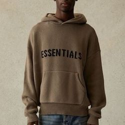 Fear Of God Essentials Knit Hoodie Brown
