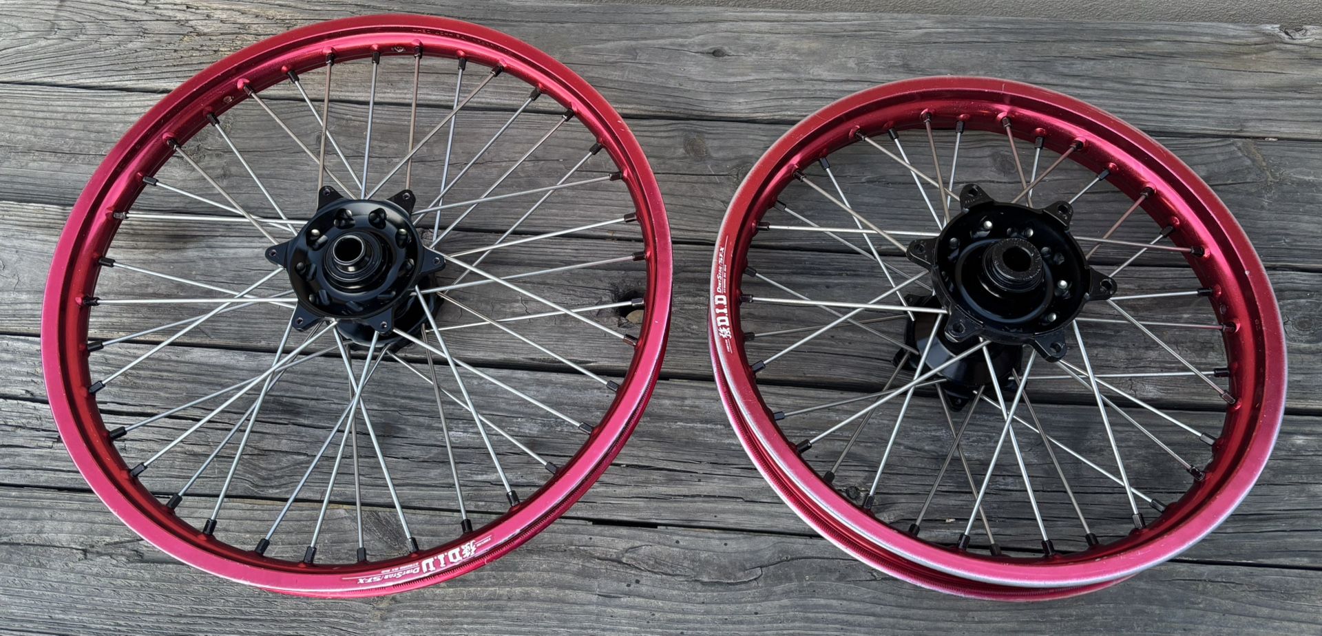 Haan KTM Gasgas D.I.D Stx Front Rear 18/21 Rim Wheel Set Red/black