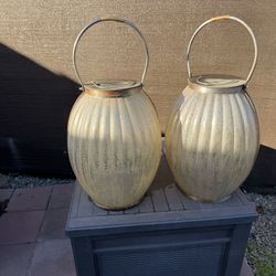 Mercury Ribbed Glass Large Lanterns 