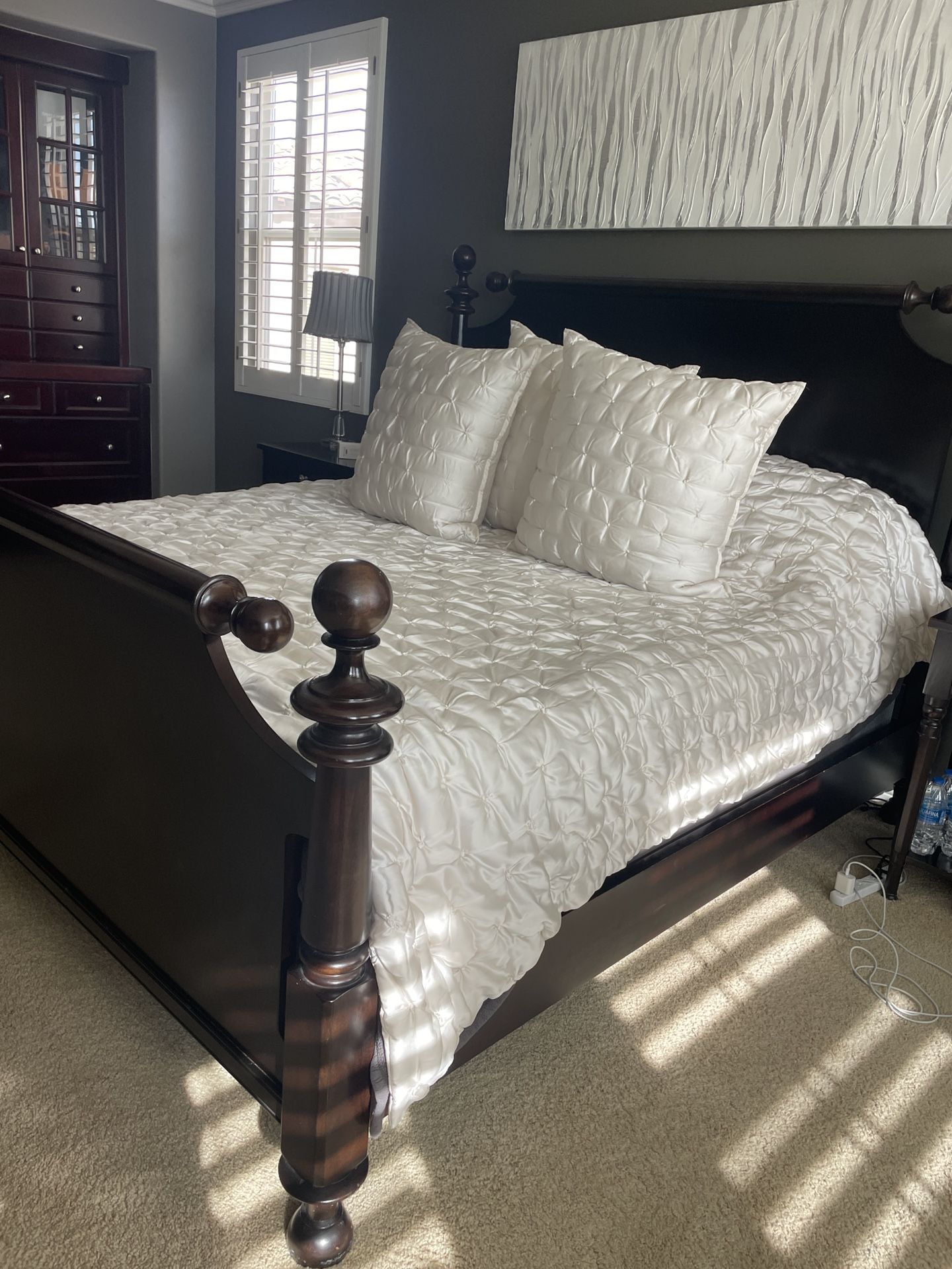 King Bed Frame Solid Cherry Wood