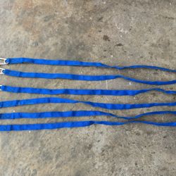 3 6' Blue Safety Tether Straps with 3" Stainless Steel Carabiner Clips
