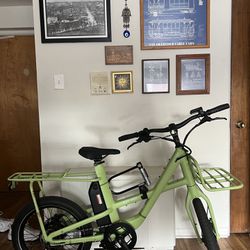 New green E-bike from REI with lock 