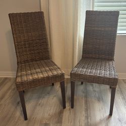 Wicker Rattan Side Dining Chairs Set Of Two