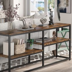 C0430  New In Box Price Online 169 Tirbesigns 70.9 inch Extra Long Sofa Table with Storage Shelves