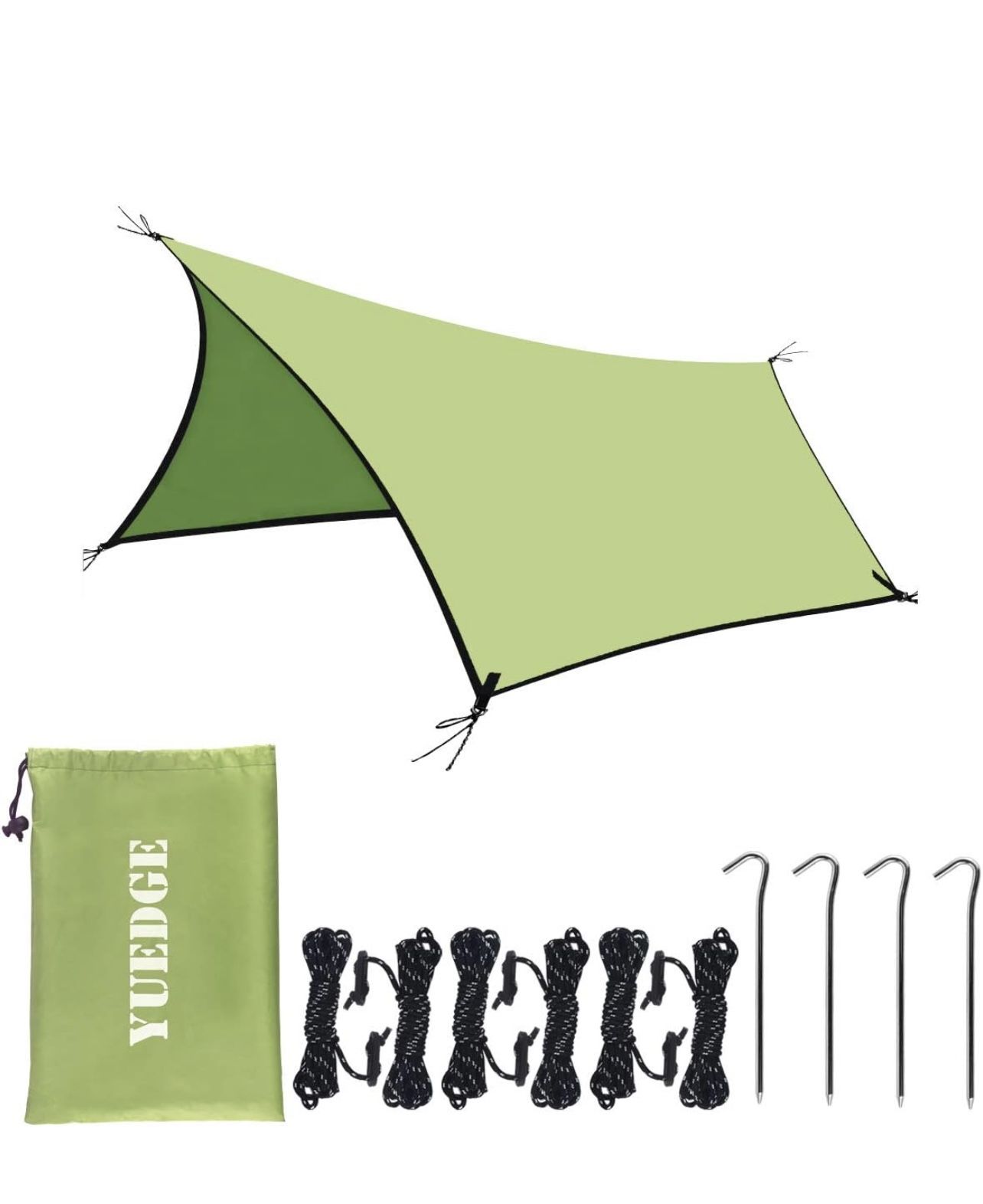 YUEDGE Portable Waterproof Tarps Rain Hammock Tent Tarp Rain Tarps Shelter Sunshade with Rope and Stakes for Hiking, Backpacking & Travel