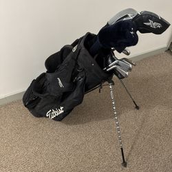 Complete Golf Set: Stiff, Driver, Wood, Hybrid, Irons, Wedges, Putter, bag, Ect.