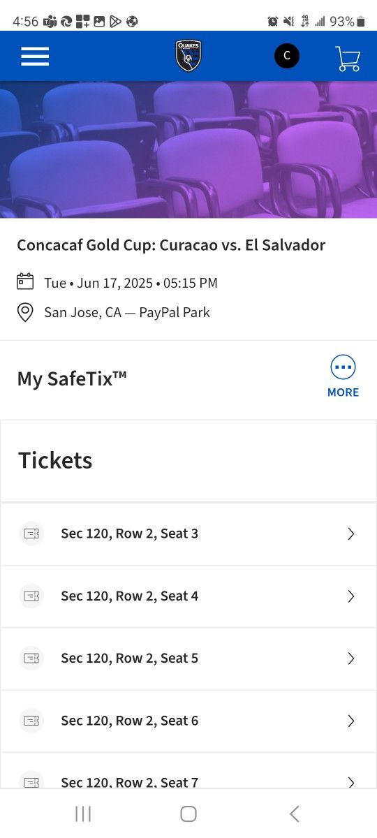EL SALVADOR VS CURACAO @ PAYPAL 6/17 BOLETOS EN SEGUNDA FILA