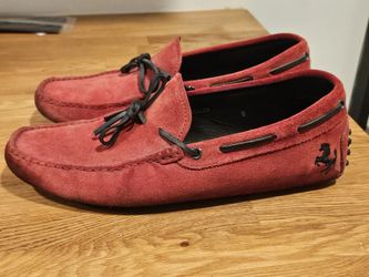 TODS × Ferrari Loafer Driving Shoes Leather Suede Red Men's 9